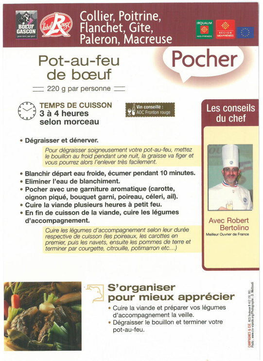 Recette de pot-au-feu à base de viande bovine Label Rouge "LE VRAI BOEUF !"