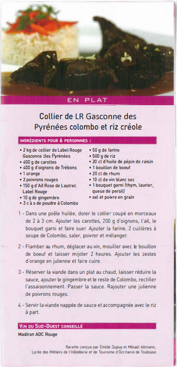 Recette de collier de boeuf Label Rouge "LE VRAI BOEUF !"